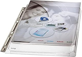 Leitz Maxi 47523003 zestaw koszulek na prospekty z klapkami, 5 sztuk, format A4, rozciągliwe, pojemność 200 arkuszy, 0,18 mm folia PP, 47523003
