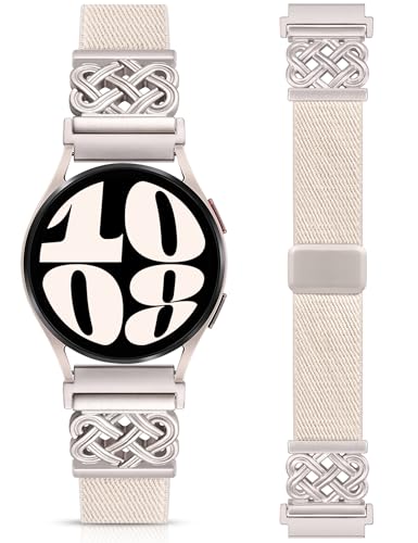 Minyee ���C�X�g���b�`�o���h Samsung Galaxy Watch 7/6/5/4/FE/Active 2 40mm 44mm/Watch 6 Classic 43mm 47mm/5 Pro 45mm�ɑΉ� ���f�B�[�X �����Y 20mm �P���g�m