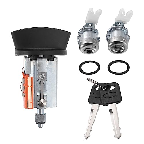 X AUTOHAUX Door Lock Cylinder Tumbler Ignition Switch Lock Cylinder Assembly Starter Cylinder with Keys Set for Ford F250 F350 1997-2007