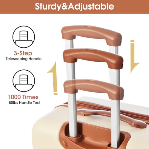 4-Piece Set Hardside Spinner, Expandable Hardside Suitcase with Spinner Wheels, Carry On Suitcase Hardside Luggage with TSA Lock, Lightweight Hardshell Luggage (16", 20", 24", 28") Brown4