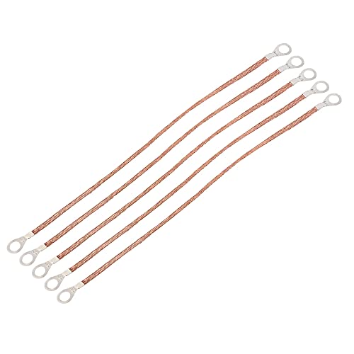 Uxcell Ground Straps 280Mm Copper Ground Strap Cable 13Awg With 8Mm Ring Terminal Connectors 5 Pcs #TOP11