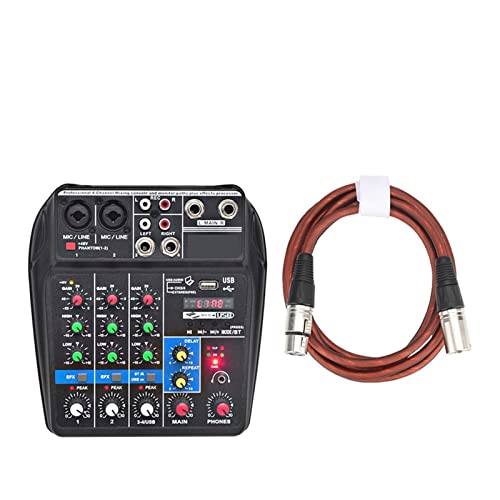 Consola de mezcla de sonido Bluetooth USB Registro de reproducción de la computadora Phantom Power Delay Repaeat Efecto 4 canales USB Mezclador de audio A4(A4-E-U 1pcs 2M)
