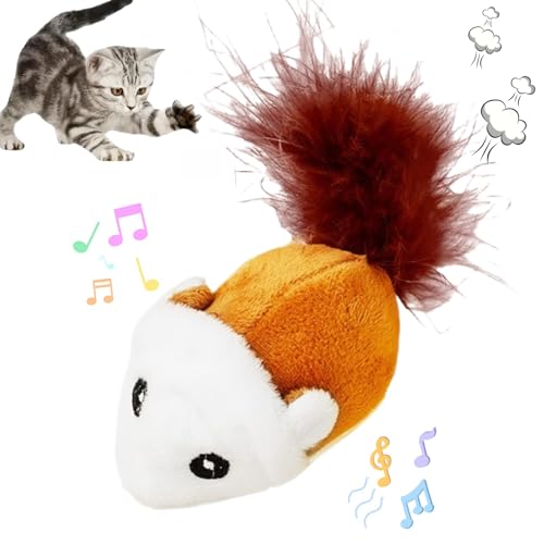 Automatic Moving Fake Rat Realistic Mouse Cat Toy,Interactive Cat Toys for Indoor Cats,Electric Automatic Moving Mouse Cat Toy Self Play,Remote Control Mouse,Cat Mouse Toy,Automatic Cat Toy(Yellow)