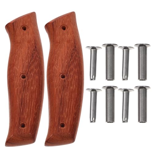Ipetboom Mango de Repuesto para Cortador de Verduras Antideslizante Mango de Madera de Palo de Rosa Agujero 4 Pares de Remaches Incluidos Accesorio para Cuchillo de Cocina Doméstico