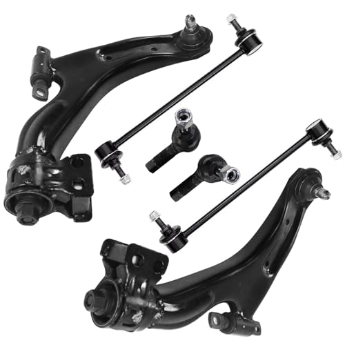 Image of Detroit Axle - 6pc Front End Suspension Kit for Chevrolet 13-15 Spark 14-16 Spark EV, 2 Lower Control Arms with Ball Joints 2 Stabilizer Sway Bars 2 Outer Tie Rods 2014 2015 Replacement