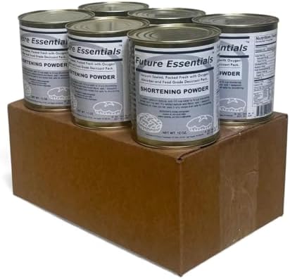 Future Essentials Canned Shortening Powder for baking and cooking | Long Term Storage Shelf Stable | Emergency Survival Food Supply, Camping & Backpacking (#2.5 size) 06 Cans
