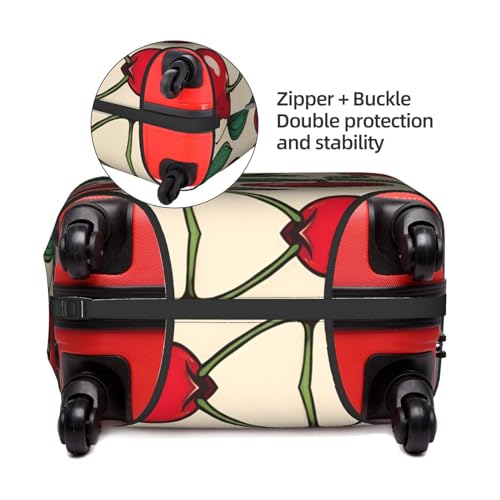 Lovely Sweet Red Cherry 2 Print Personalized Travel Luggage Cover With Zipper, Elastic Luggage Cover,For Daily Use4
