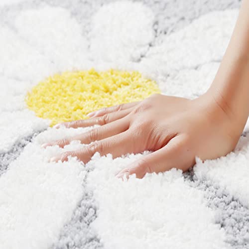 Cute Bath Mat,Pink Flower Rug,Water Absorption Non Slip Mat,Soft Machine Wash Rug Mat for Bedroom Kitchen Bathroom Toilet Floors 25.6 x 25.6 Inches (Grey) - Cosy Home Interiors Cute Bath Mat,Pink Flower Rug,Water Absorption Non Slip Mat,Soft Machine Wash Rug Mat for Bedroom Kitchen Bathroom Toilet Floors 25.6 x 25.6 Inches (Grey) - Image 4