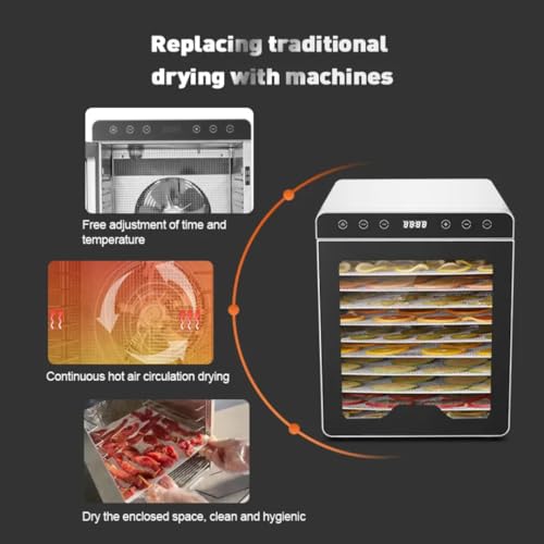 Image of Food Dehydrator 10 trays Stainless Steel for Jerky Vegetables Fruits Meat Yogurt Treats Herbs with Digital 0-24 Timer and 30-85℃ Temperature Control 800W Electric Food Dryer Machine