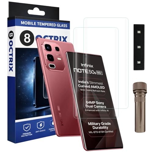Image of Curved UV Tempered Glass Screen Protector for Infinix Note 50S | Transparent | Pack of 2 | Full Screen Coverage with UV Installation Kit