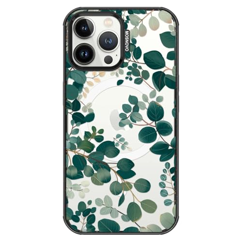 MOSNOVO for iPhone 13 Pro Max Case for MagSafe, Eucalyptus, Black