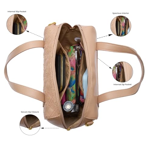 Image of Caprese Rain Medium Satchel Bag for Women with Adjustable & Detachable Strap | Versatile Shoulder, Crossbody & Handheld Bag with Multi-Compartments for Work and Travel