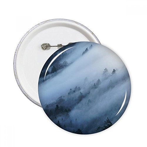 Badge bouton brume forêt et nuages, grands pins XXL multicolores pour customisation textile