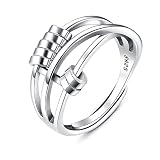✿Tamaño de anillo ajustable✿ El anillo cuentas de plata se puede ajustar, cumple con la mayoría de sus tamaños. El ancho del anillo Mujer de plata de ley 925 es: 10,5 mm = 0,41''. Anillo Pulgar también puede ser como anillo de pulgar, anillo de dedo del pie, anillo de nudillo, anillo de boda, anillo de eternidad, anillo de promesa, etc