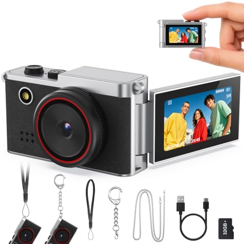 Mini Keychain Digital Camera, 1.47" Flip LCD & 32GB Card Keychain Camera