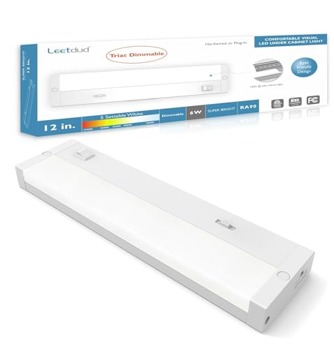 Leetdud LED Under Cabinet Lighting Hardwired or Plug in, 12 Inch 6W, Dimmable 5 Color...