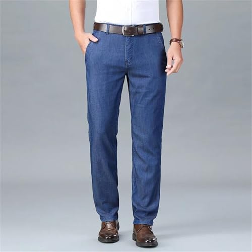 Men's Spring Fall Jeans – Thin Stretch Straight Denim Pants, Business Office Casual Trousers Plus Size3