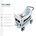WONDERFOLD Volkswagen Double Stroller Wagon (2 Seater) - Foldable Wagon Stroller with Classic VW Bumper, Headlights, and Retro All-Terrain XL Wheels, Bondi Blue