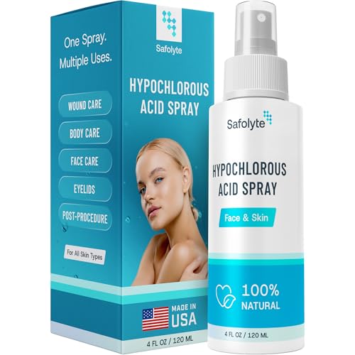 Hypochlorous Acid Spray for Face & Skin - Clinically & Dermatologist Tested HOCl Face Mist for Face, Skin, Acne, Eczema, Rash & Wound Care, Gentle & Non-Irritating for All Skin Types & Ages, 4oz