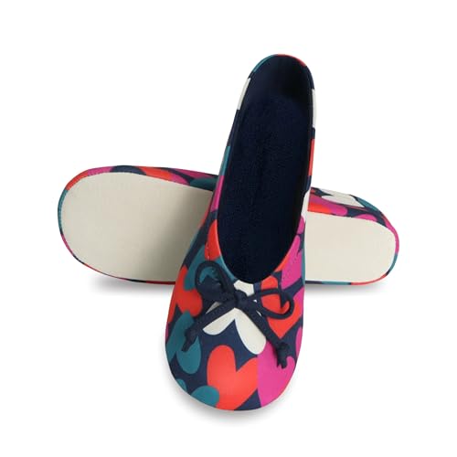 Image of Isotoner Women's Stretch Ballerina Slippers Soft House Shoes with 4 Way Stretch Fit, Bow Detail & Leather Sole