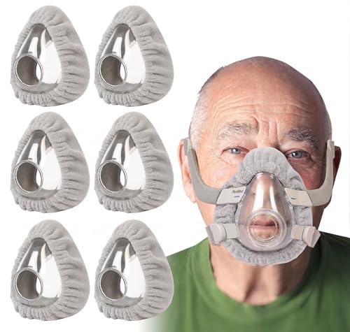 Healake CPAP Mask Liners - Skin Protective Ultra-Soft Fleece Covers for Full Face Masks Prevents Pressure Sores and Skin Irritation Compatible with ResMed F20 & Major Brands (6 Pack Gray M)