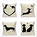 Juego de 4 Fundas de Cojín,50x50cm Decorativa de Simplicidad Moderna Lino Funda de Almohada cojínes con Patrón de Doble Cara para Exterior Sofá Cama Coche Hogar (Chien teckel)