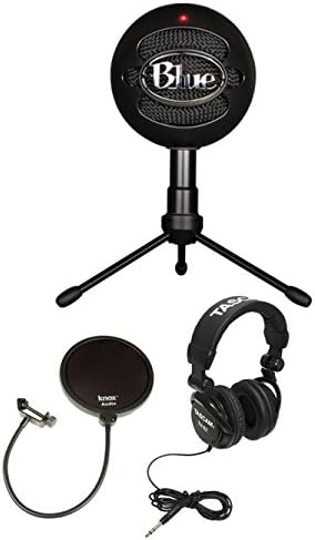 Blue Microphones Snowball iCE Condenser Microphone (Black) Bundle with Studio Headphones and Pop Filter (3 Items)