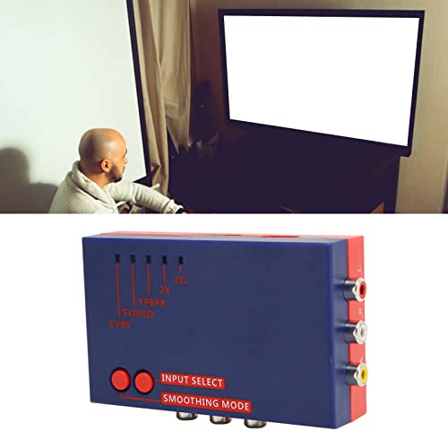 Convertitore per Convertitore Retro Scaler 2x, Multimediale da AV a HD, modalità Filtro e Passaggio, Adattatore per Videogiochi Senza Ritardi, Interfaccia Compatibile per (BLUE)