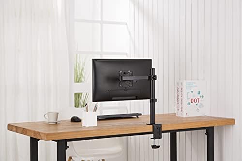 VonHaus Monitor Arm | Single Arm Monitor Mount for 13-32 Screens | Adjustable PC Monitor Arm with C-Clamp & Grommet | Ergonomic 180° Tilt and 360° Swivel | VESA Dimensions: 75x75-100x100