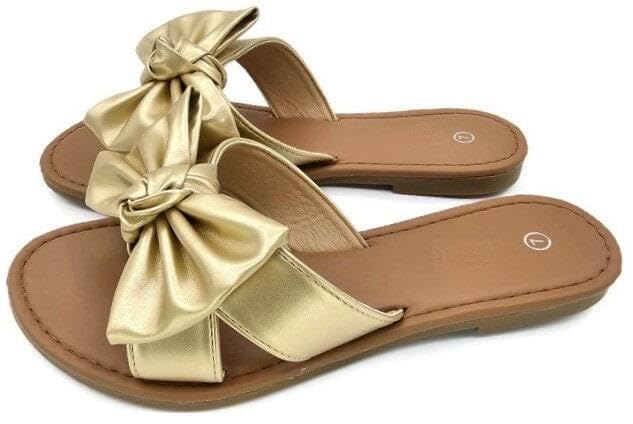 Image of Tiara Women's Sandals Slip On Slide Flat with Twist Knot Bow