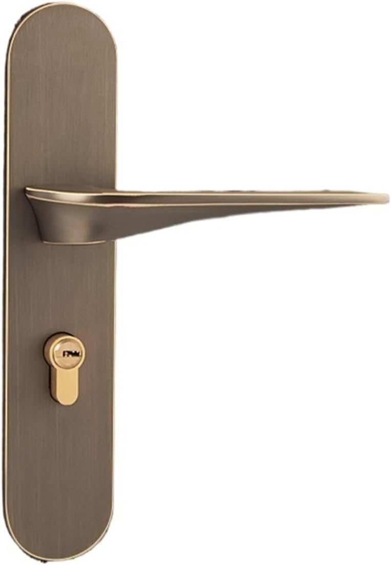 American Pure Copper Indoor Door Silent Magnetic Handle Door Lock Bedroom Door Handle All Copper Lock core Lock(Matte Black Magnetic)