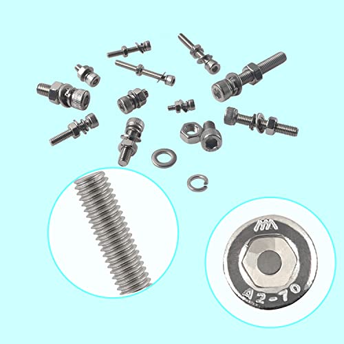 HVDHYY Sets mit Schrauben und Muttern M3 M4 M5 M6 Zylinderschrauben mit Innensechskant A2-70 EdelstahlMuttern,Unterlegscheiben Sortiment Kit Hex Socket Button mit Aufbewahrungsbox 520pcs