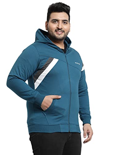 Image of Kalt Men Full Sleeves Zipper Fleece Striped Hoodie