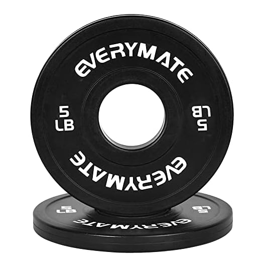 EVERYMATE Black Change Weight Plates 5LB Set Fractional Plate Olympic Bumper Plates for Cross Training Bumper Weight Plates Steel Insert Strength Training Weight Plates