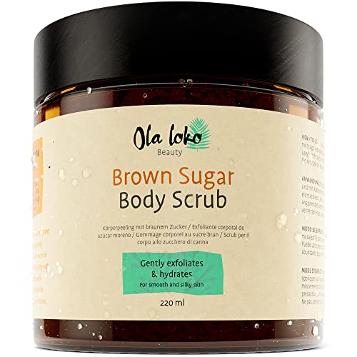 Exfoliante Corporal de Azúcar Moreno Para Todo Tipo de Piel - Con Acido Hialurónico Para Una Piel Hidratada - Exfoliante Corporal Ecológico Para Reducir las Estrías y las Células Muertas de la Piel Cover