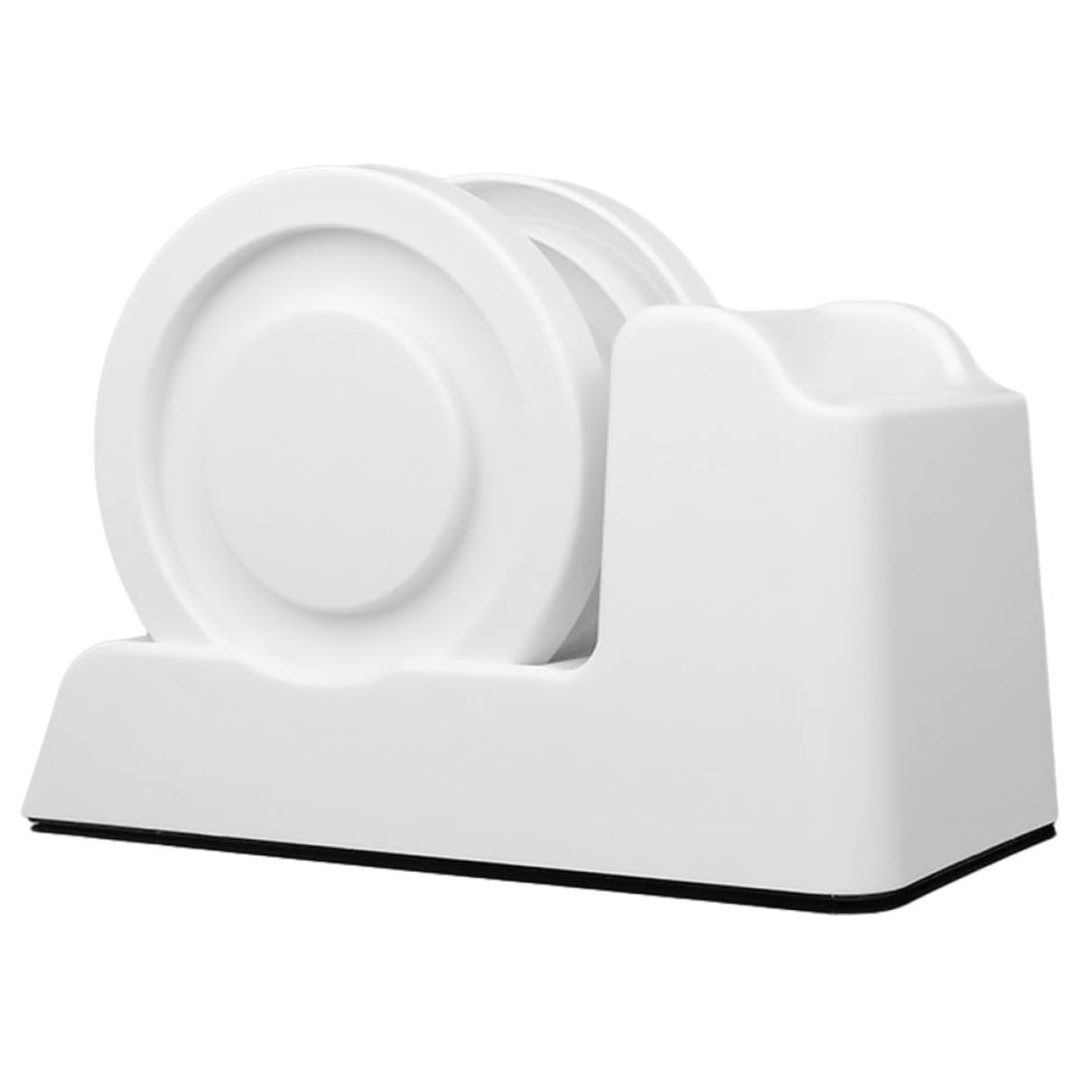 Dispenser da Scrivania in Plastica per Nastro Adesivo Bianco | Design Semplice e Moderno, Uso Pratico e Comodo, Formato da Tavolo per Ufficio