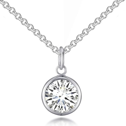 Philip Jones April (Diamond) Birthstone Necklace Created with Zircondia® Crystals - Image 2