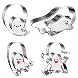 Ghost Cookie Cutter Set - Large and Small - 8 Pieces Stainless Steel Metal Biscuit Fondant Mold Cookie Cutters Shapes for Baking