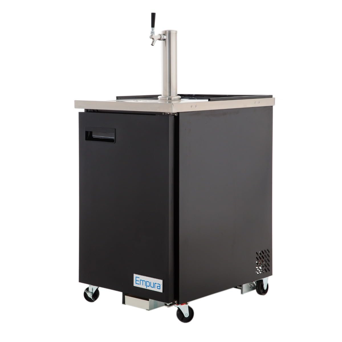Empura 61" Dual Tap Beer Dispenser | Commercial Direct Draw Draft Kegerator for Restaurant Bar | (3) 1/2 Keg Capacity | 61.1"W x 24.4"D x 36.2"H, Stainless Steel Faucet Countertop, Black, 115v, NSF