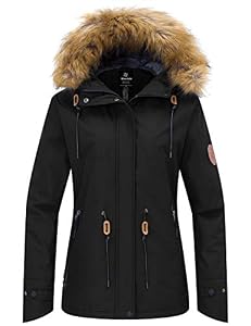 Wantdo Femme Manteau d'hiver Imperméable Snowboard Grande Taille Parka Randonnée Veste de Pluie Outdoor Blouson de Ski Décontracté Coupe-Vent Noir L