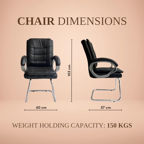 Image of activa Executive Office Visitor Chair | Ergonomic Relax Chair for Study, Home, Reception| Comfortable Cushioned Seat Back, Double Pipe Frame with Arm Rest Guest Seating (2, Prime Black, Star)