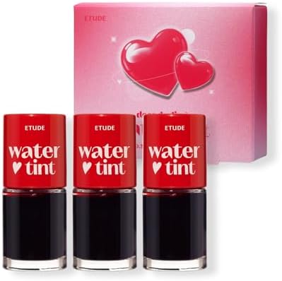 ETUDE Dear Darling Water Tint, Cherry Ade, 3-Piece Lip Stain Set, 9g x 3