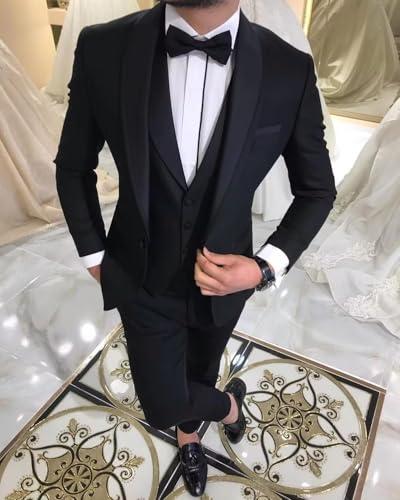 Mens Tuxedo Suits 3 Piece Set Slim Fit Shawl Lapel Jacket Vest Pants Suit for Men Tuxedo Wedding Party Dinner Prom2