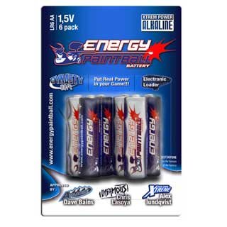 Pack de 6 piles ENERGY PAINTBALL 1.5V Cover