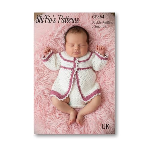 Crochet Pattern for Babies Cardigan, Babies Crochet Jacket Pattern, Double Knitting Crochet Pattern for Babies, 0 to 3 Months, Double Knitting, UK Terminology, CP364