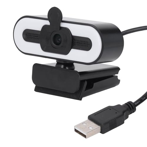 Jiawu Cámara Web 1080P con Anillo de Luz y Micrófono