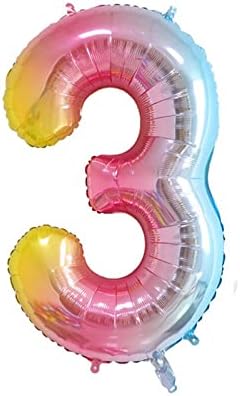 ASMFUOY 40 Inches Number Foil Balloon Jumbo Digital Helium Balloons for Boy Girl Kids Birthday Party Wedding Ceremony Decorations(1, Silver)