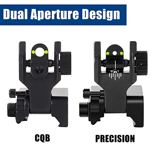 Uuq Fiber Optic Iron Sights,Flip Up Front And Rear Sites With Red&Green Dot,Buis Backup Sight Set For Airsoft Gun, Tool-Free Adjustable Front Sight Rapid Transition,Fits Picatinny Or Weaver Rails #TOP2
