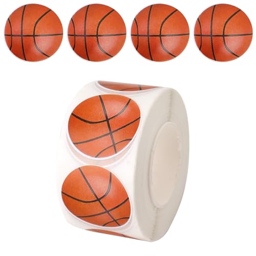 1000pcs 2 Rolls Basketball Stickers for Water Bottle Self-Adhesive Basketball Stuff Sticker Roll Sports Theme Decals for Kids Boys Girls Posters Boards School Classroom Birthday Party Favor Supplies