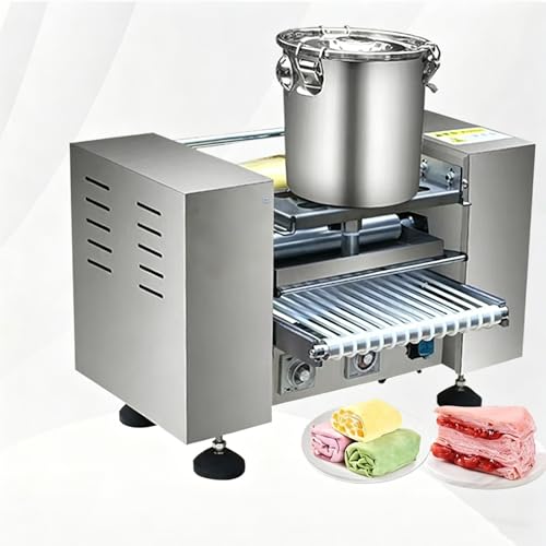 Máquina de pastel de mil capas, producción totalmente automática, tiempo ajustable de 0 a 6 segundos, cinta transportadora de grado alimenticio, ideal para pasteles de crepé y pieles de rollo de